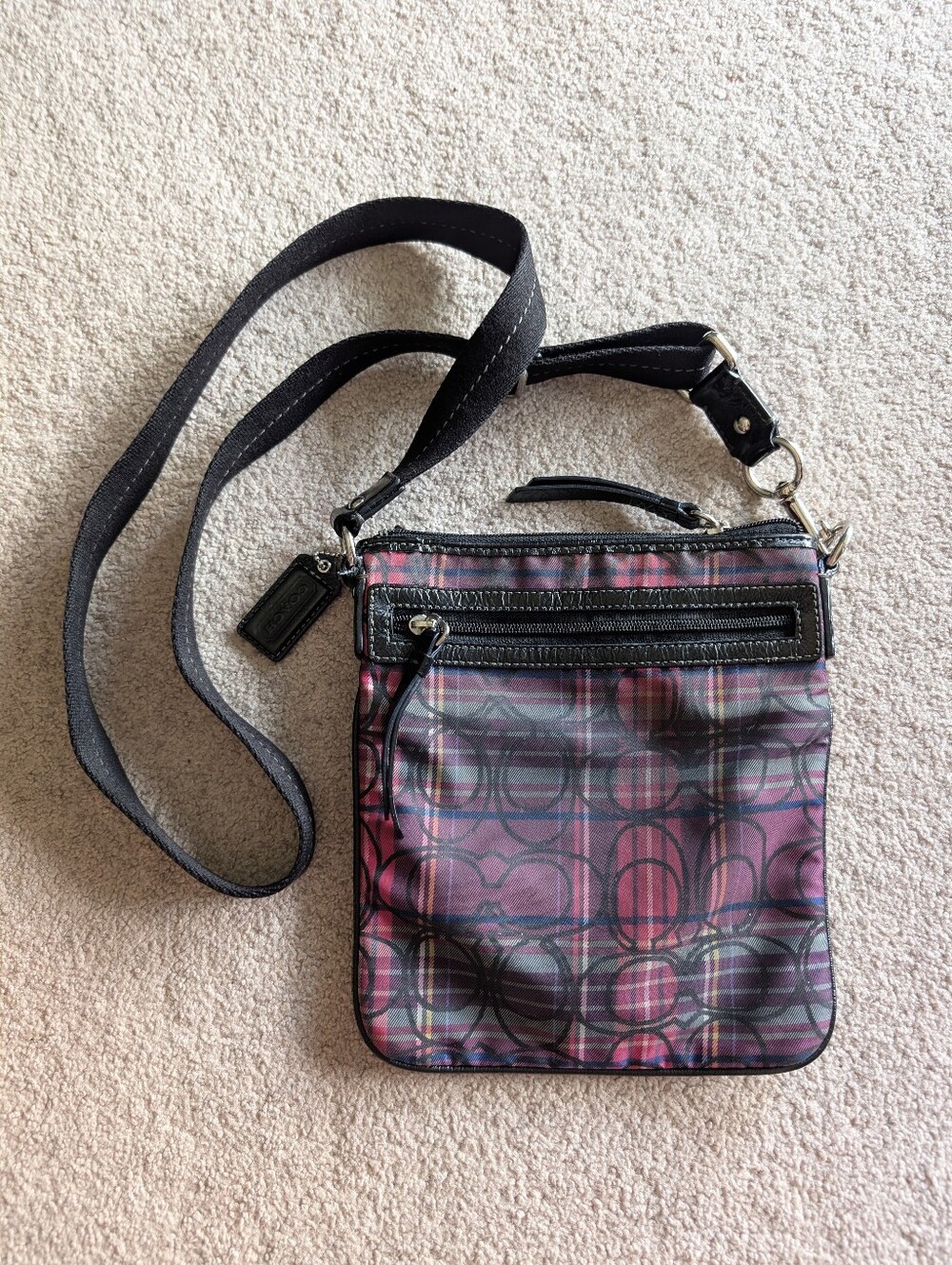 Coach Poppy Vintage Y2K Pink Plaid Monogram Signature Crossbody Bag
